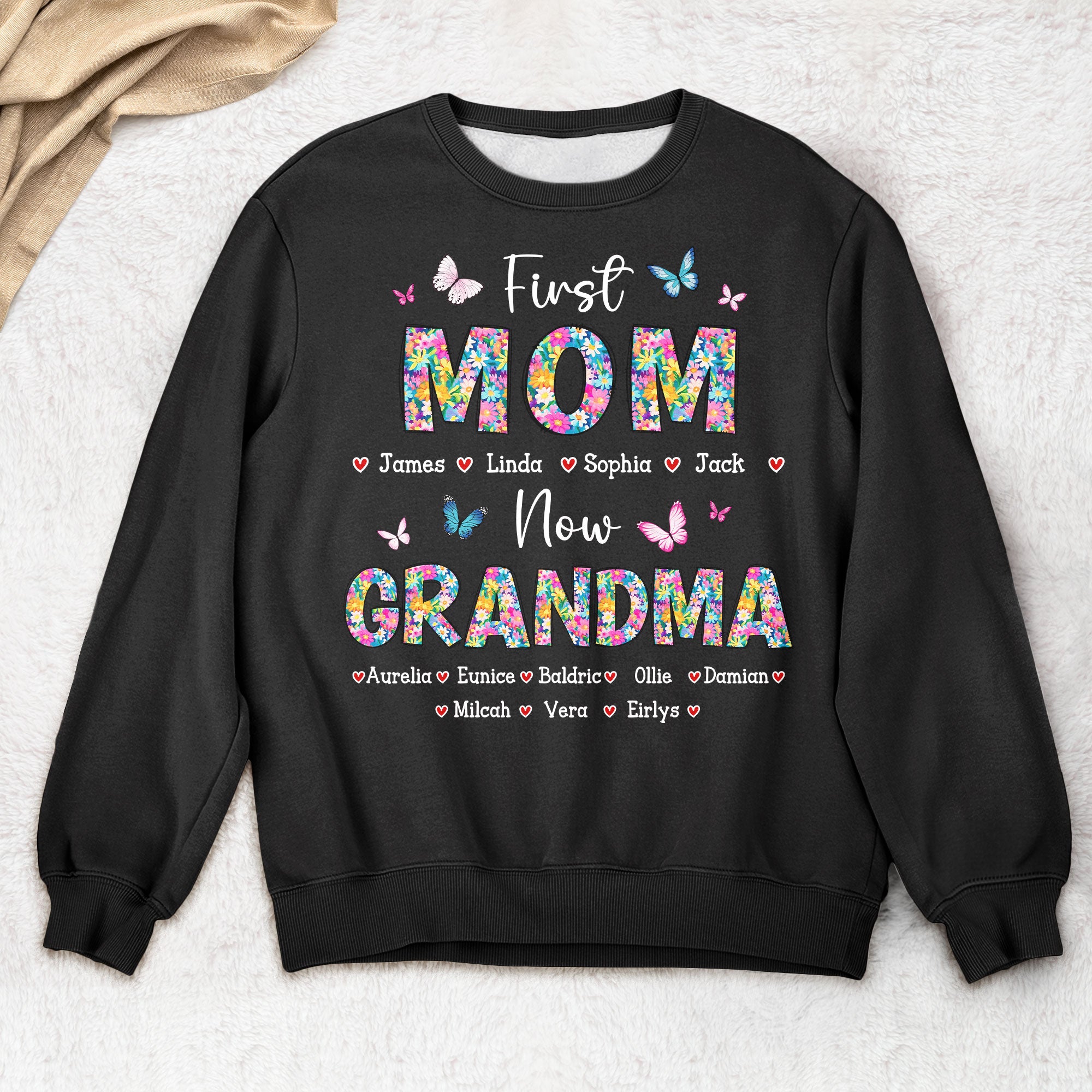 First Mom Now Grandma Floral - PersonalizedOne Size Shirt Gift For Mom - Gift For Mom - Gift For Grandma - Image 3