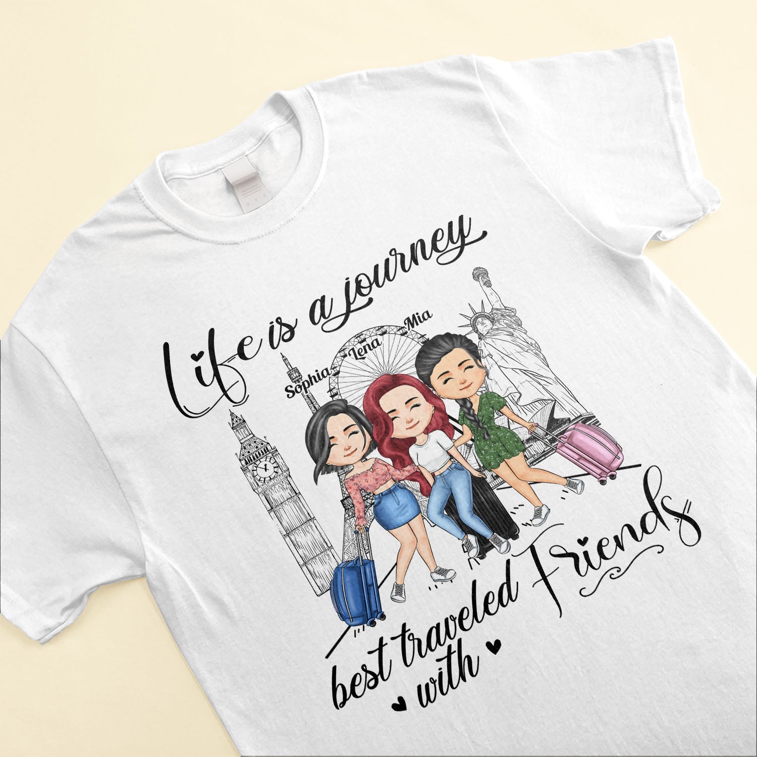 Life Is A Journey Best Traveled With Friends - PersonalizedOne Size Shirt - Birthday Gift For Her, Friends, Besties, Travel Buddies, Travelers, Trippin' Gift - Image 4