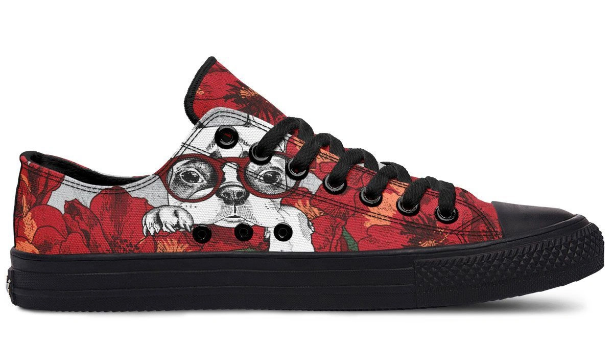 Romantic Red Rose & Dog Pattern Low Top Sneakers - Image 2