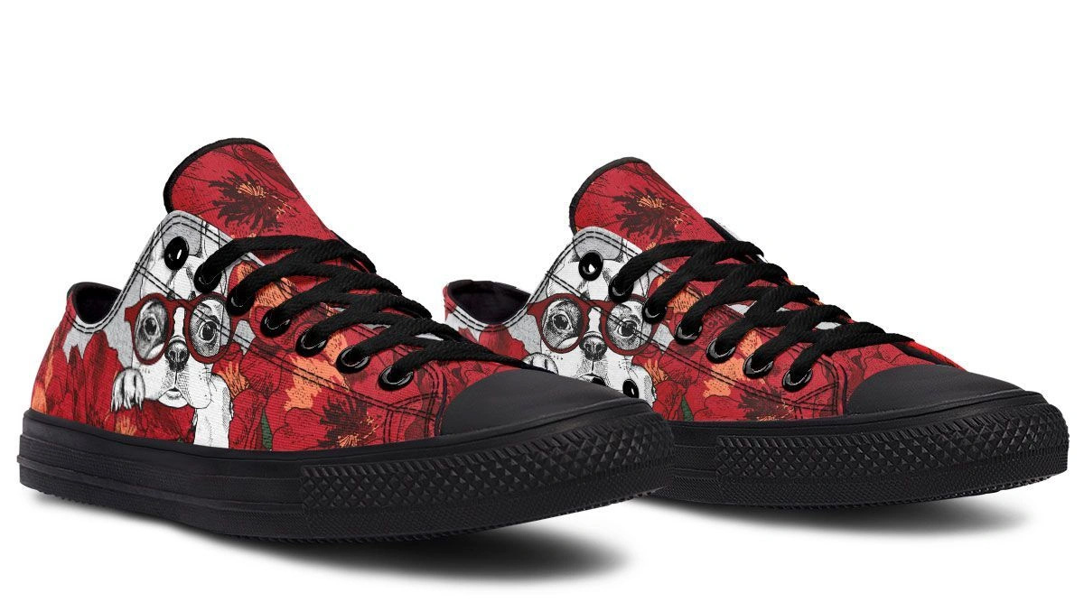 Romantic Red Rose & Dog Pattern Low Top Sneakers - Image 3
