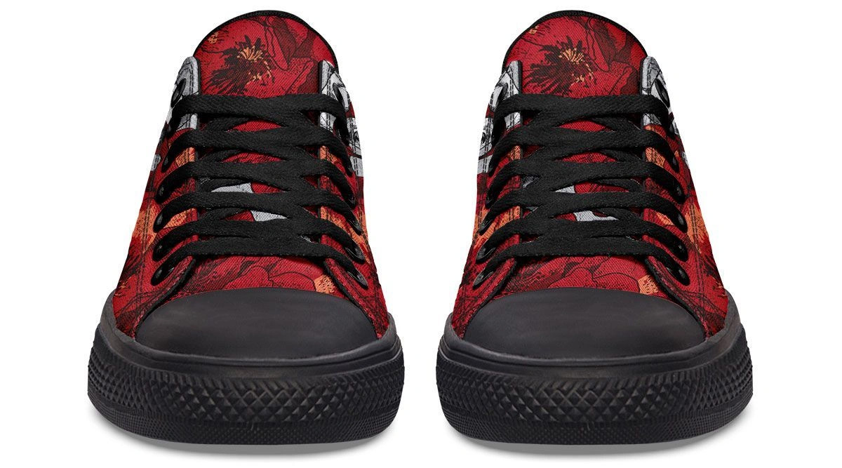 Romantic Red Rose & Dog Pattern Low Top Sneakers - Image 4