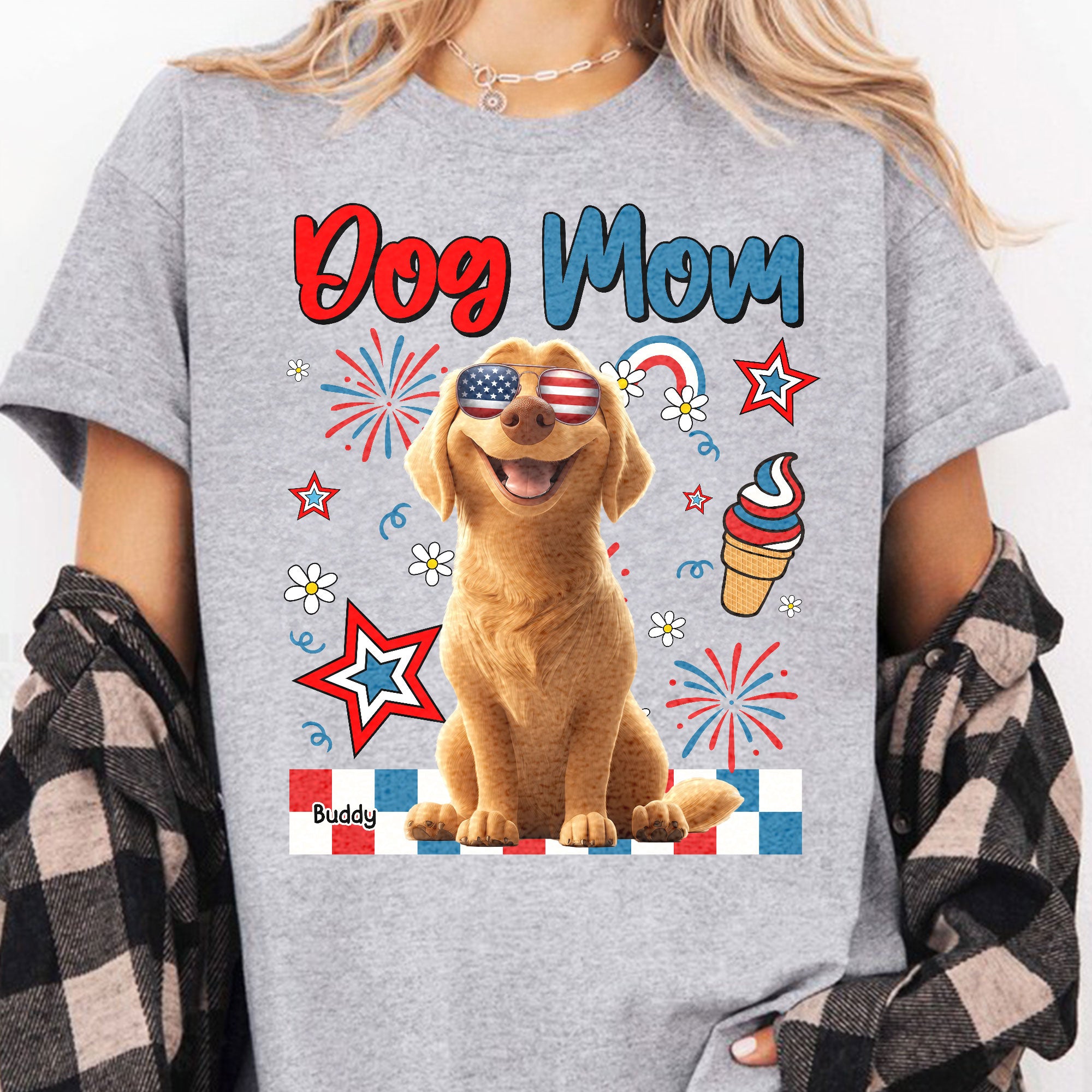 Dog Mom - Independence Day - PersonalizedOne Size Shirt - Image 2