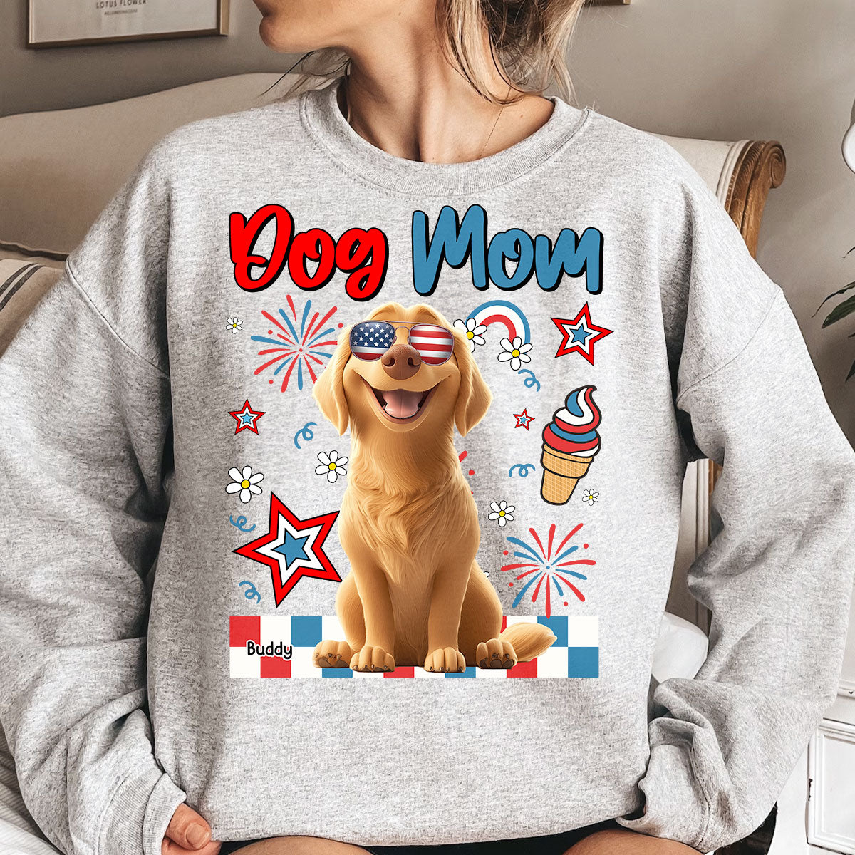 Dog Mom - Independence Day - PersonalizedOne Size Shirt - Image 4