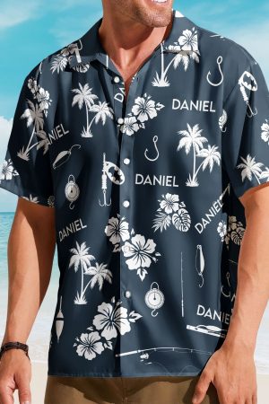 Fishing Tools Gears Custom Name Aloha Shirts For Men - Custom Hawaiian Shirts