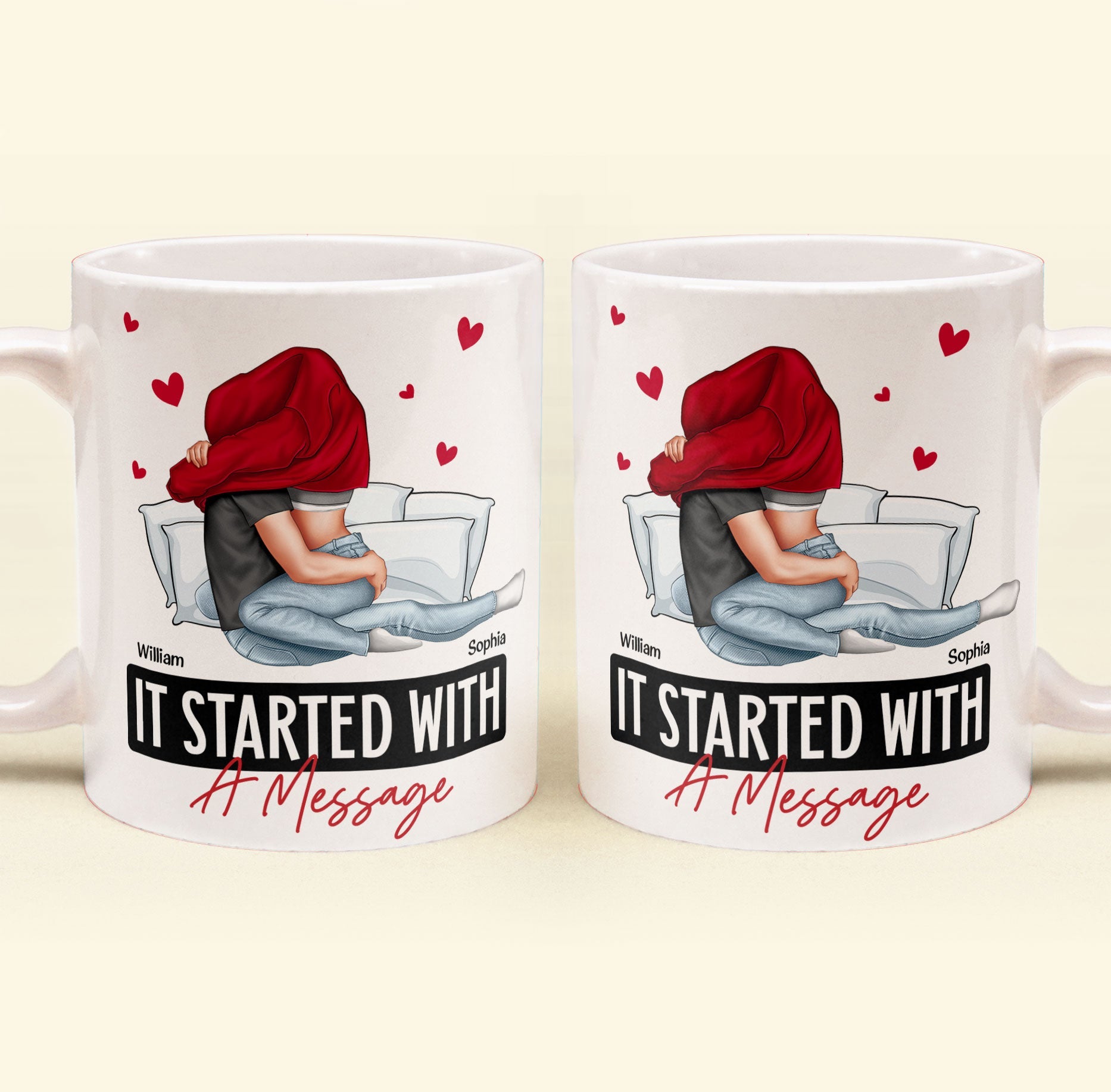 It Started With A Message Romantic Couples - Personalized Mug - Anniversary Gifts For Her, Him - Image 2
