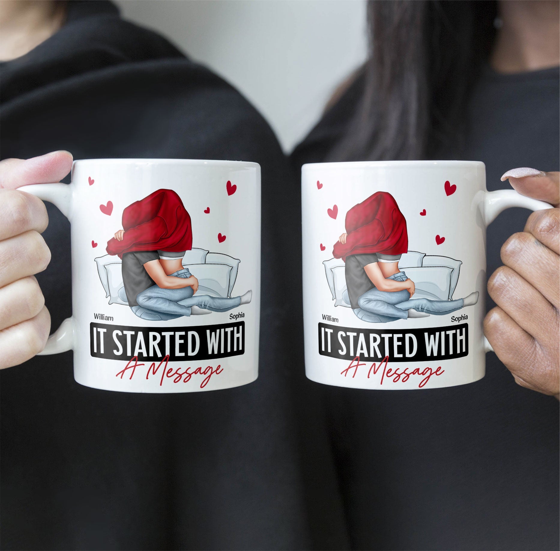 It Started With A Message Romantic Couples - Personalized Mug - Anniversary Gifts For Her, Him - Image 3