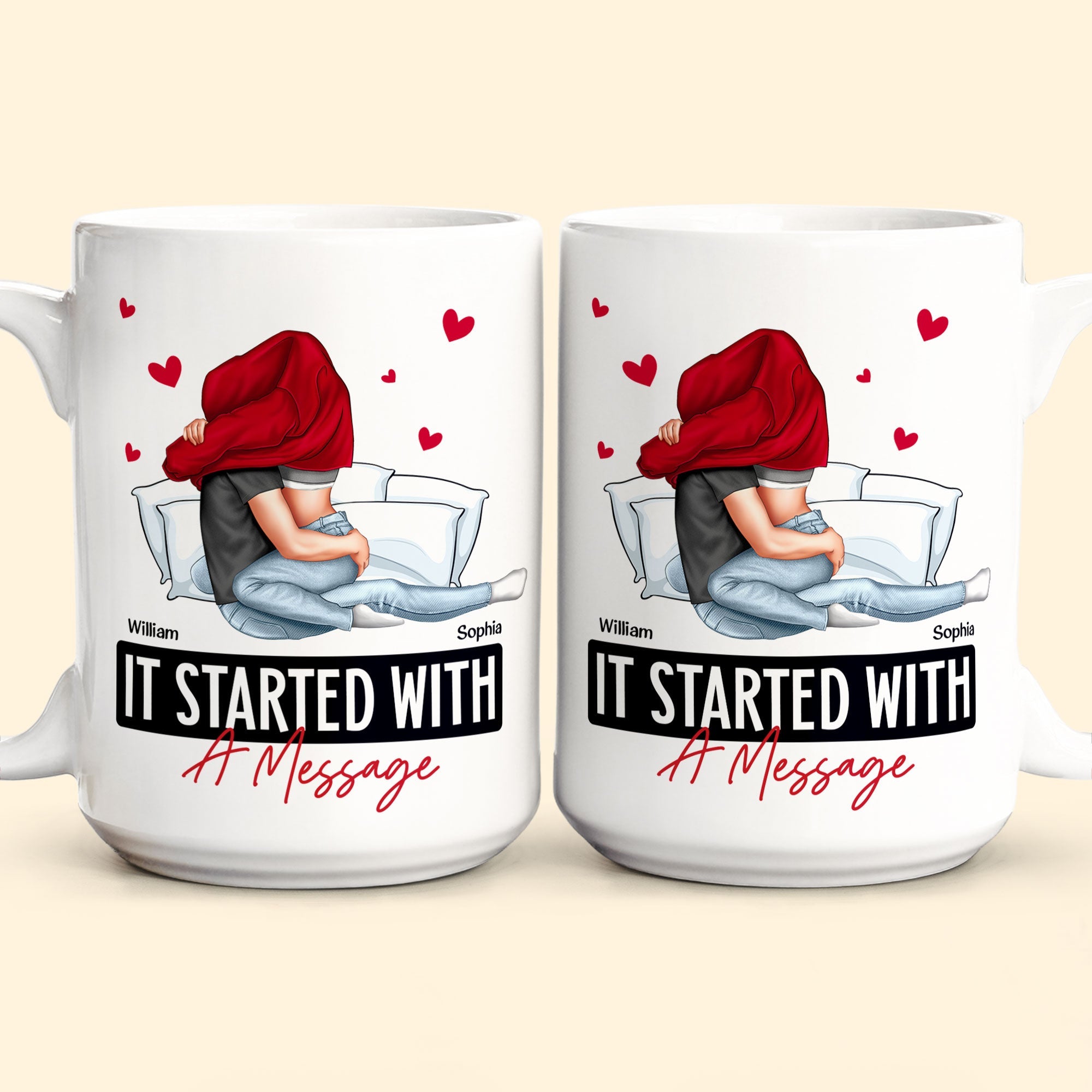 It Started With A Message Romantic Couples - Personalized Mug - Anniversary Gifts For Her, Him - Image 4