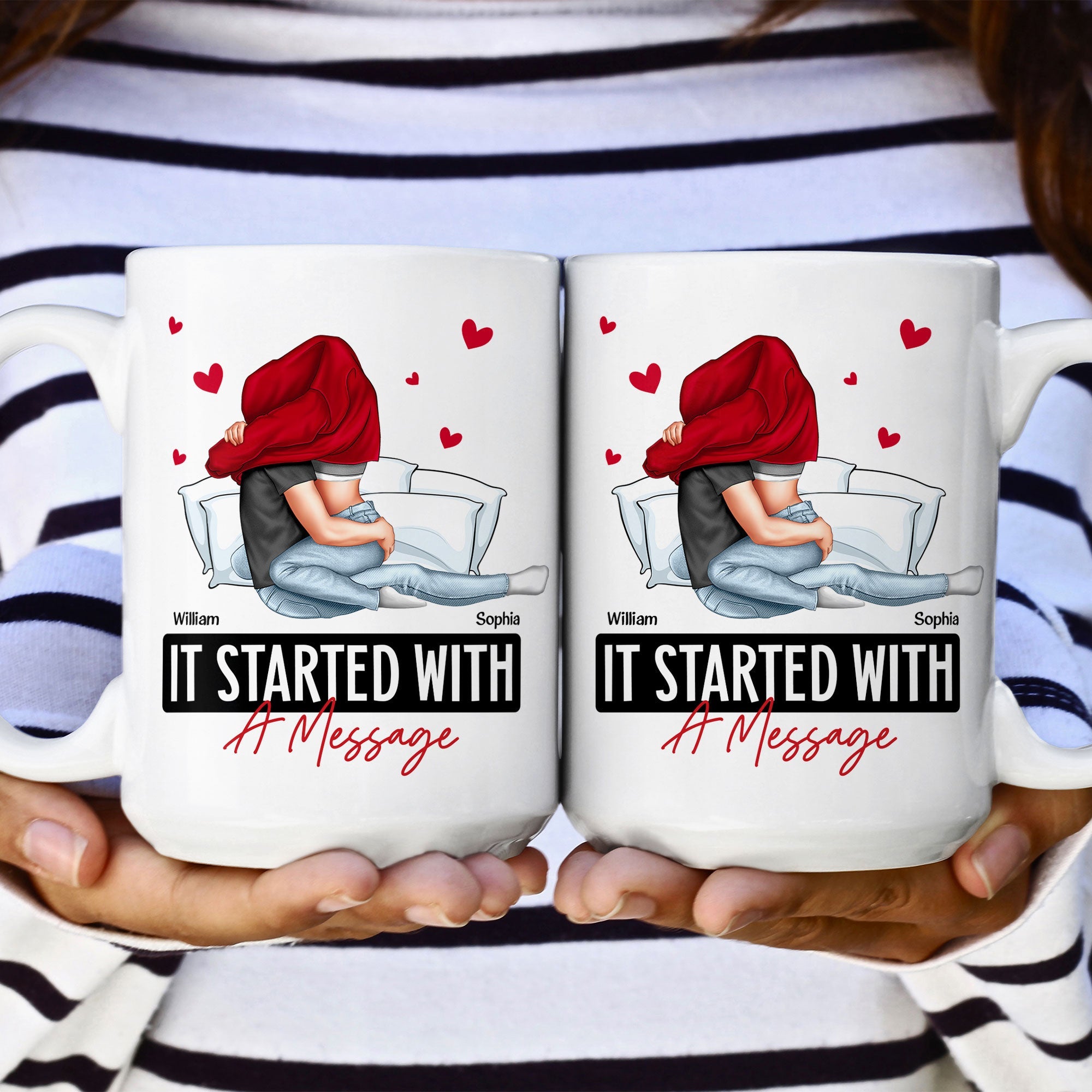 It Started With A Message Romantic Couples - Personalized Mug - Anniversary Gifts For Her, Him - Image 5