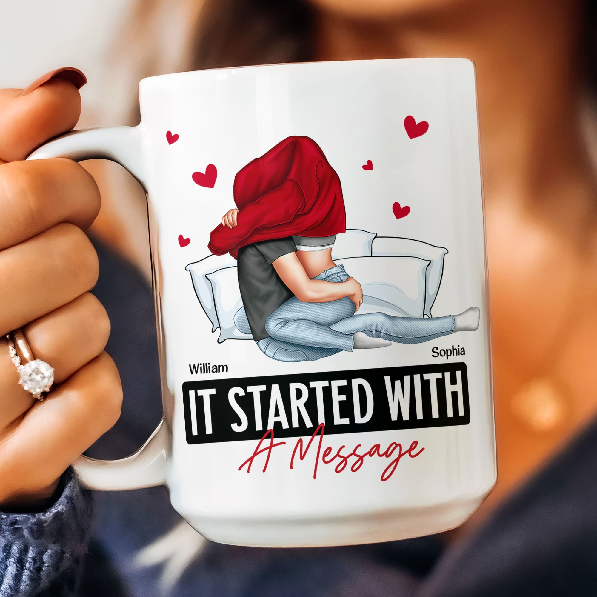 It Started With A Message Romantic Couples - Personalized Mug - Anniversary Gifts For Her, Him - Image 6