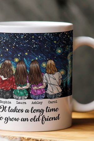 It Takes A Long Time To Grow An Old Friend Stained Glass Effect Style - Personalized Mug