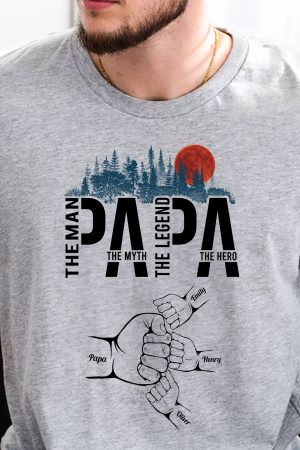 Papa The Man The Myth The Legend The Hero - PersonalizedOne Size Shirt