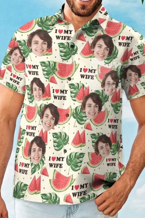 I Love My Wife - Personalized Photo Hawaiian Shirt