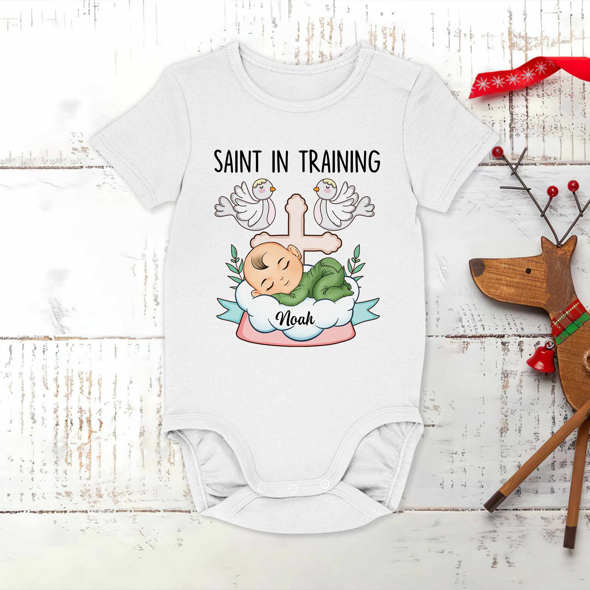Saint In Training - Personalized Baby Onesie - Image 2