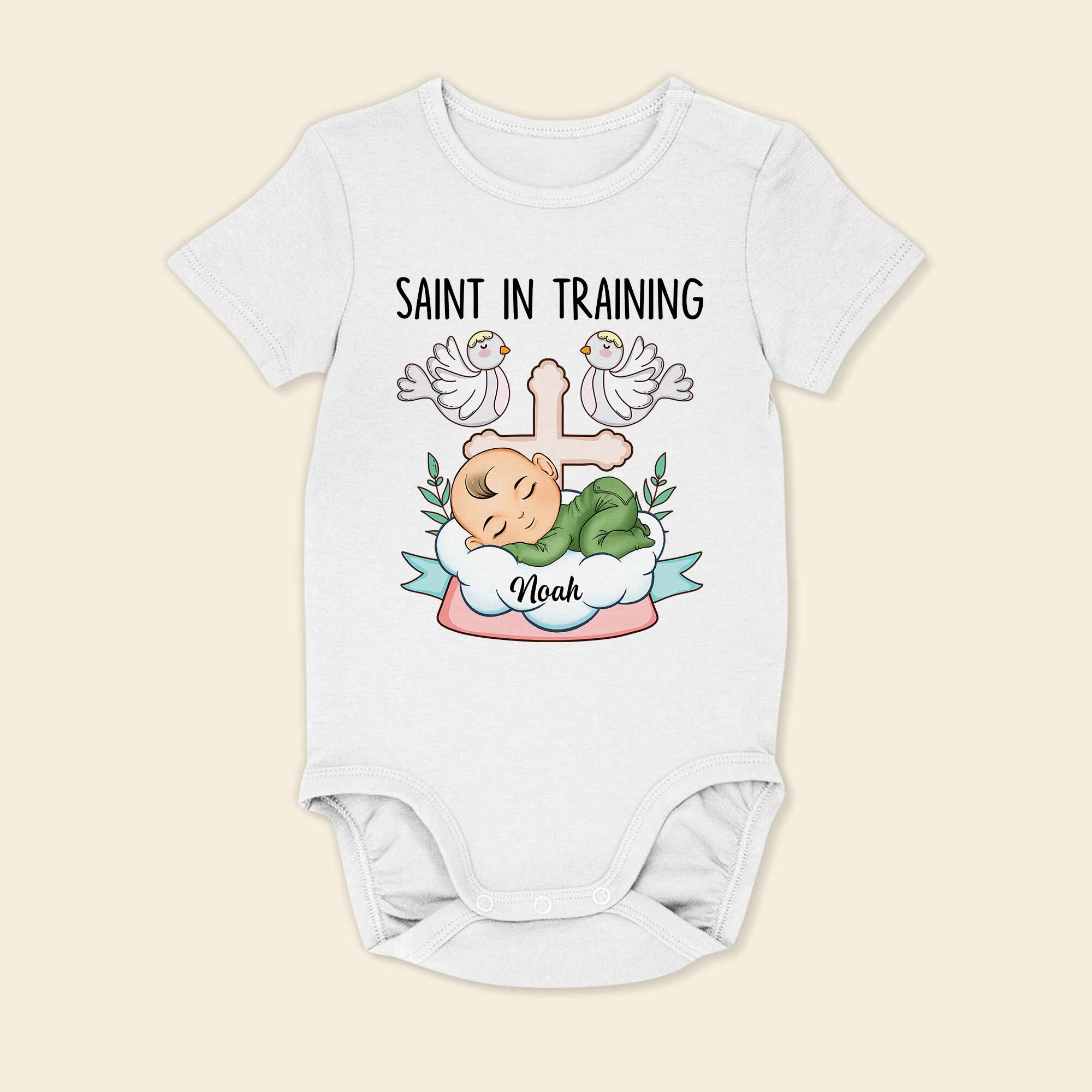 Saint In Training - Personalized Baby Onesie - Image 3