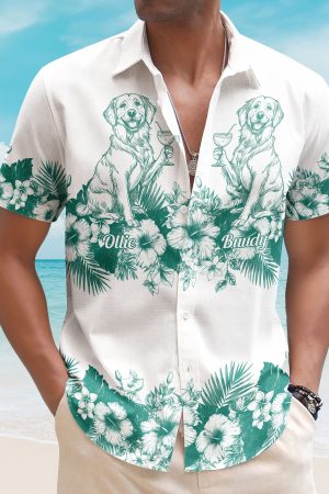 Summer Drinking With Dog - Personalized Hawaiian Shirt