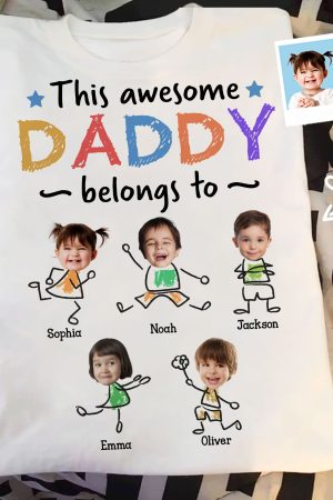 This Awesome Daddy Belongs To - Personalized PhotoOne Size Shirt