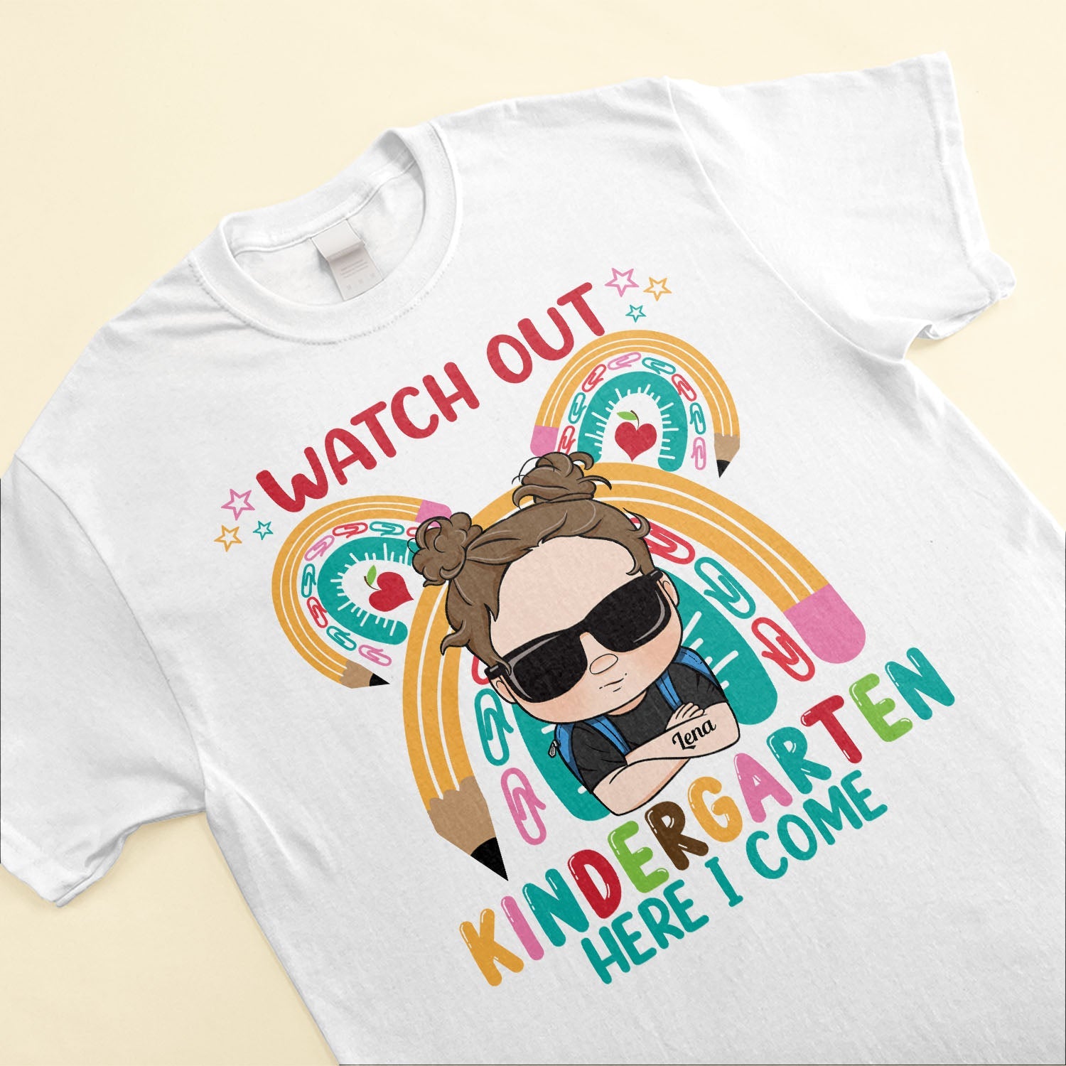 Watch Out Kindergarten Here I Come - Personalized Shirt - Back To School, First Day Of School, Funny Gift For Sons, Daughters, Nieces, Nephews, Grandkids - Image 5
