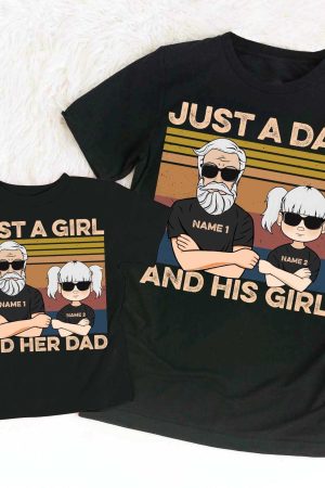 Daddy And Daughter - Personalized Shirt- Man And Woman Illustration